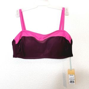 Kona Sol Bralette Bikini Top NEW Womens Size M 8-10 Maroon Purple Pink Swimsuit